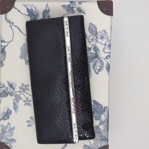 Brighton Black and Cream Polka Dot Wallet Clutch with Matching Coin Purse